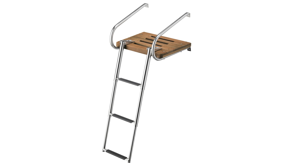 Whitecap Swim Platform w/3-Step Telescoping Ladder f/Boats w/Inboard/Outboard Motors Teak 71047