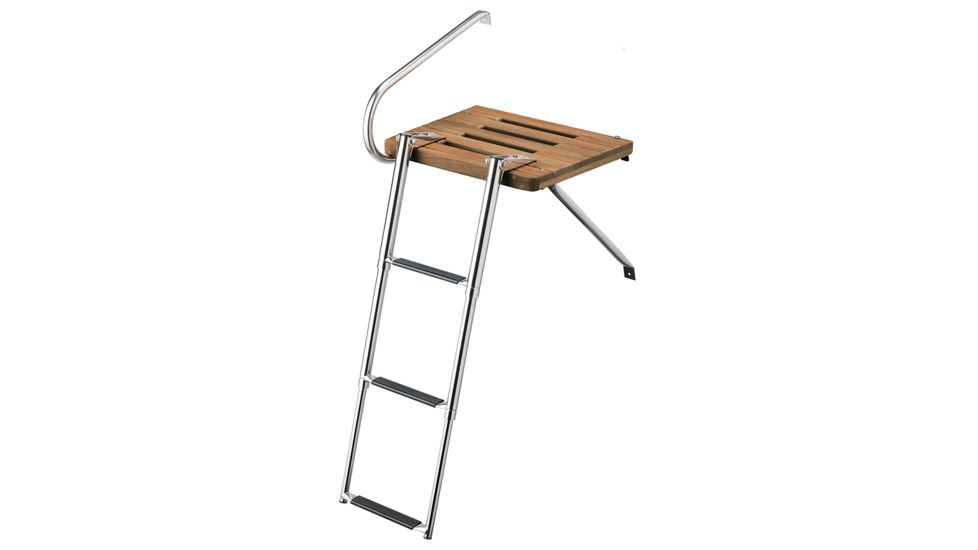 Whitecap Swim Platform w/3-Step Telescoping Ladder f/Boats w/Outboard Motors Teak 71045