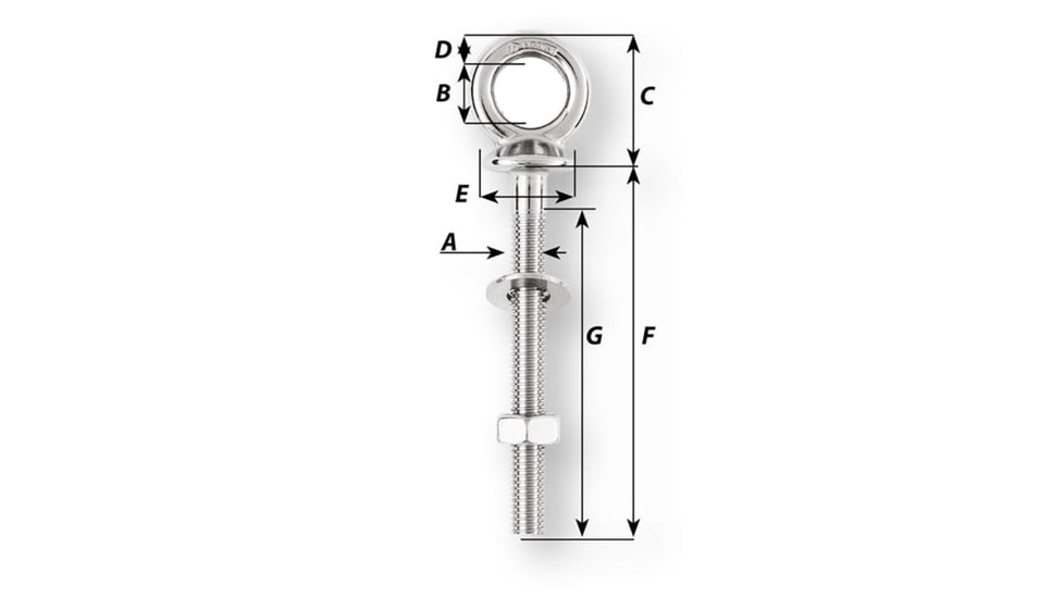 Wichard Marine Eye Bolt - Diameter 15/32in - Length 1-9/16in, 6490