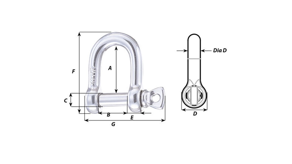 Wichard Marine HR D Shackle - Diameter 6mm, 11203