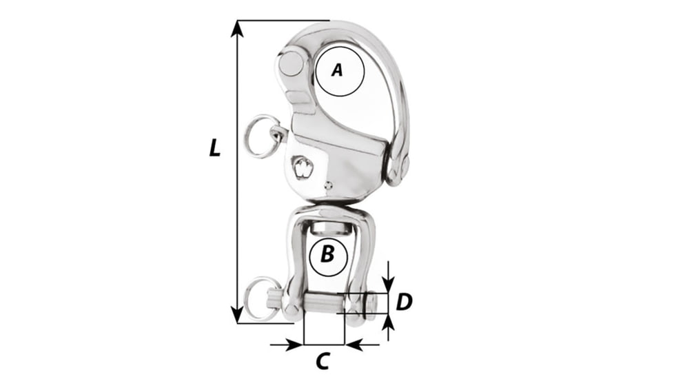 Wichard Marine HR Snap Shackle With Clevis Pin Swivel - 120mm Length - 4-23/32in, 2478