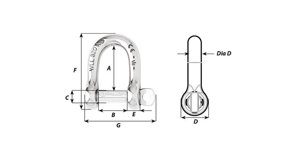 Wichard Marine Not Self-Locking D Shackle - 14mm Diameter - 9/16in, 1207
