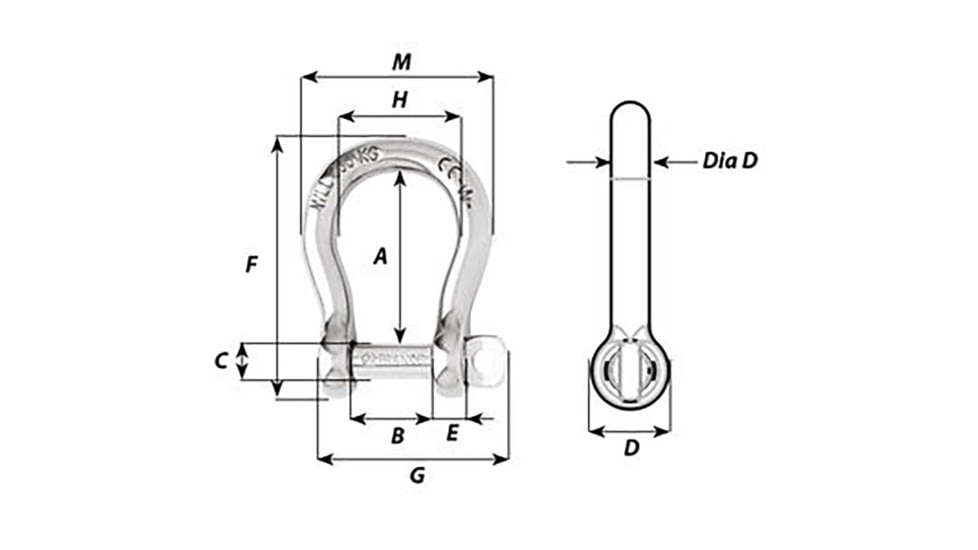 Wichard Marine Self-Locking Bow Shackle - Diameter 12mm - 15/32in, 1246