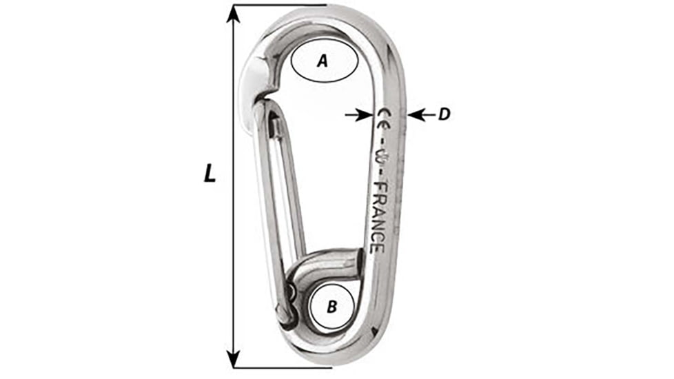 Wichard Marine Symmetric Carbine Hook - Length 100mm - 13/32in, 2316