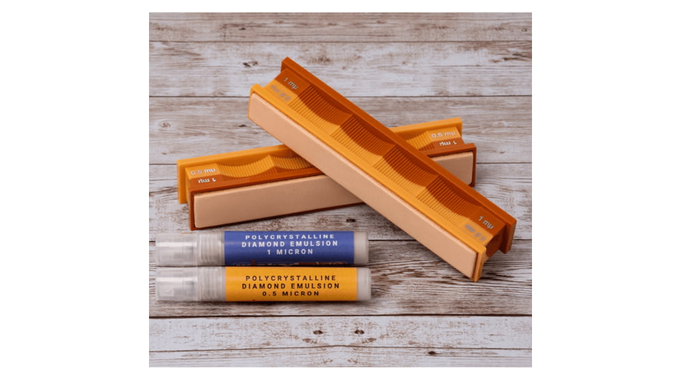 Wicked Edge 1/0.5Micron Diamond Emulsion and Leather Sharpening Strops Pack, WE010.5PDE