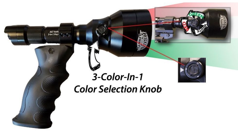 Wicked Hunting Lights A67iC 3-Color-In-1 Night Hunting Light Scan Kit, Green/Red/White, W2022