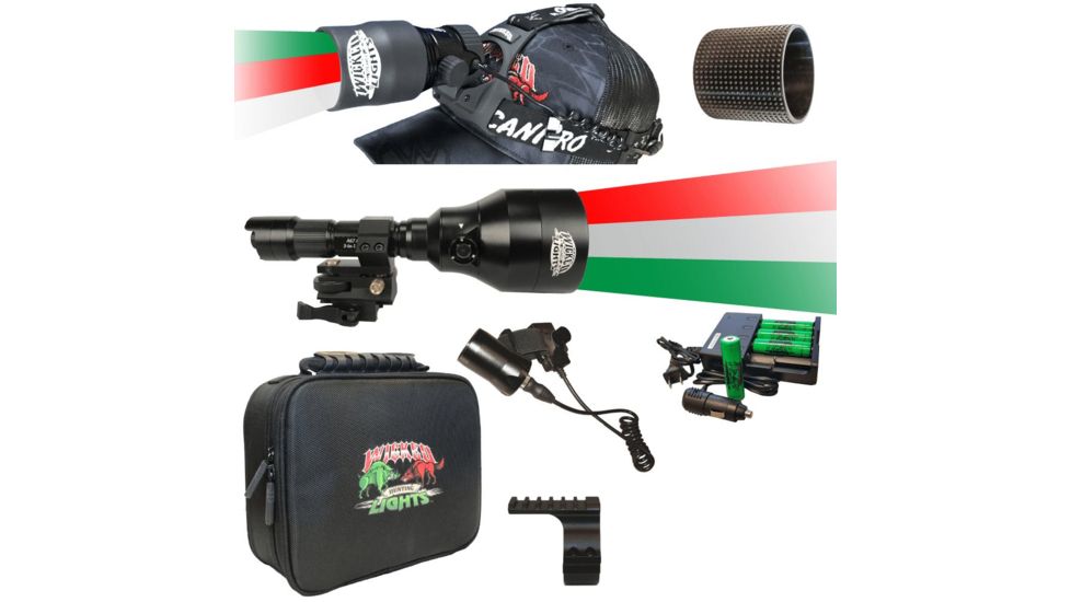 Wicked Hunting Lights A67iC and ScanPro iC 3-Color-In-1 Night Hunting Light and Headlamp Combo Kit, Green/Red/White, W2053