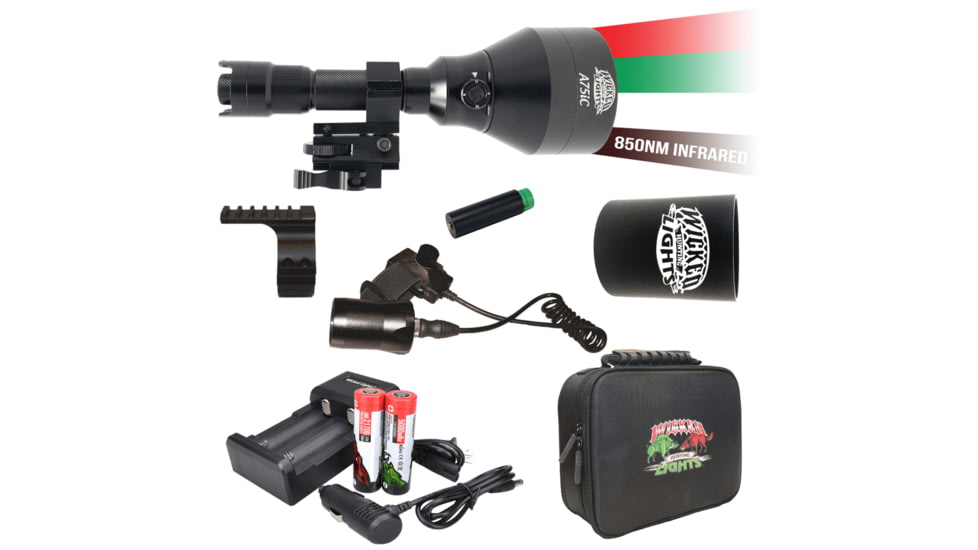 Wicked Hunting Lights A75iC 4-Color-In-1 Night Hunting Light Kit, Green, Red, White, 850nm Infrared, W2082