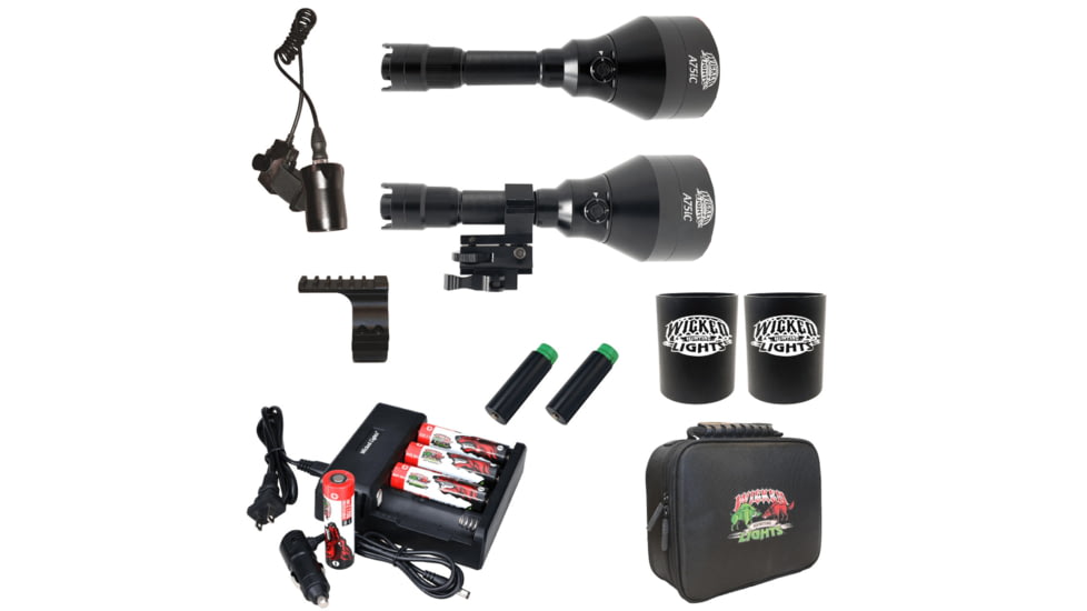 Wicked Hunting Lights A75iC 4-Color-In-1 Predator Pursuit Pack, Green, Red, White, 850nm Infrared, W2084