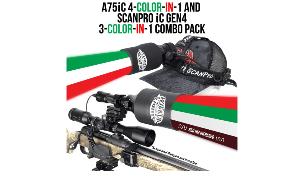 Wicked Hunting Lights A75iC LED &amp; ScanPro iC LED 3-Color-In-1 GEN4 Combo Kit, Black, W2106