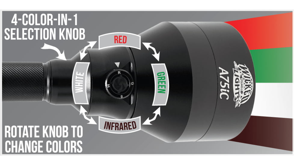 Wicked Hunting Lights A75iC LED &amp; ScanPro iC LED 3-Color-In-1 GEN4 Combo Kit, Black, W2106