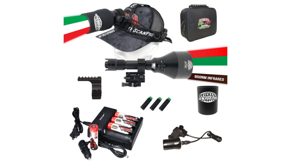 Wicked Hunting Lights A75iC LED &amp; ScanPro iC LED 3-Color-In-1 GEN4 Combo Kit, Black, W2106