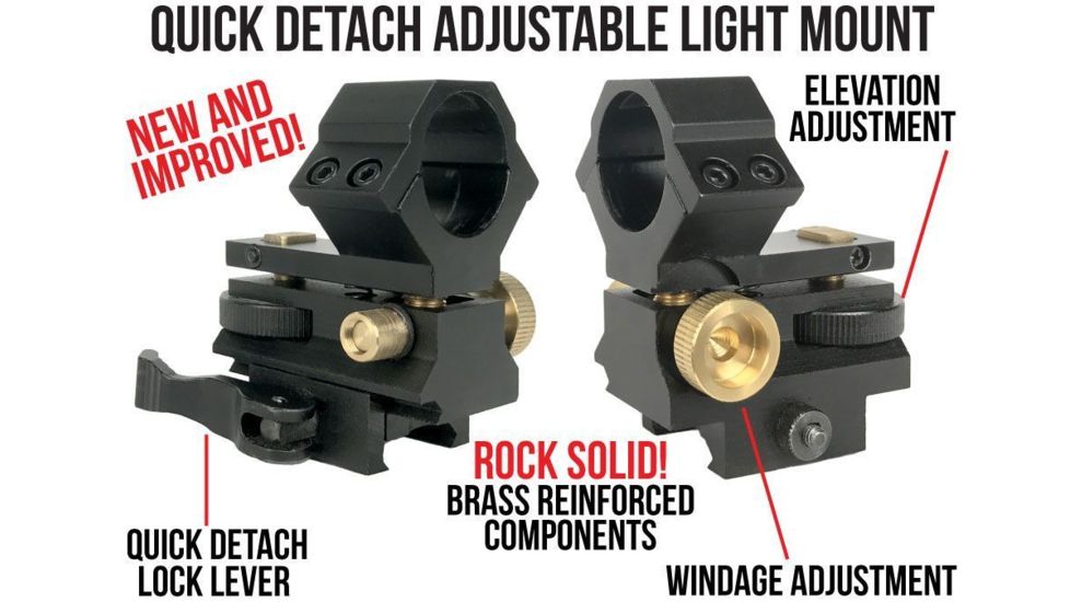 Wicked Hunting Lights Quick Detach Adjustable Light Mount and Picatinny Scope Mount Combo Pack, W2034
