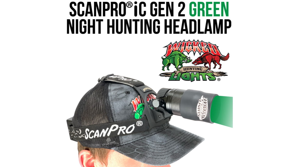 Wicked Hunting Lights ScanPro iC GEN 2 Night Hunting Headlamp Kit, Green, W2062