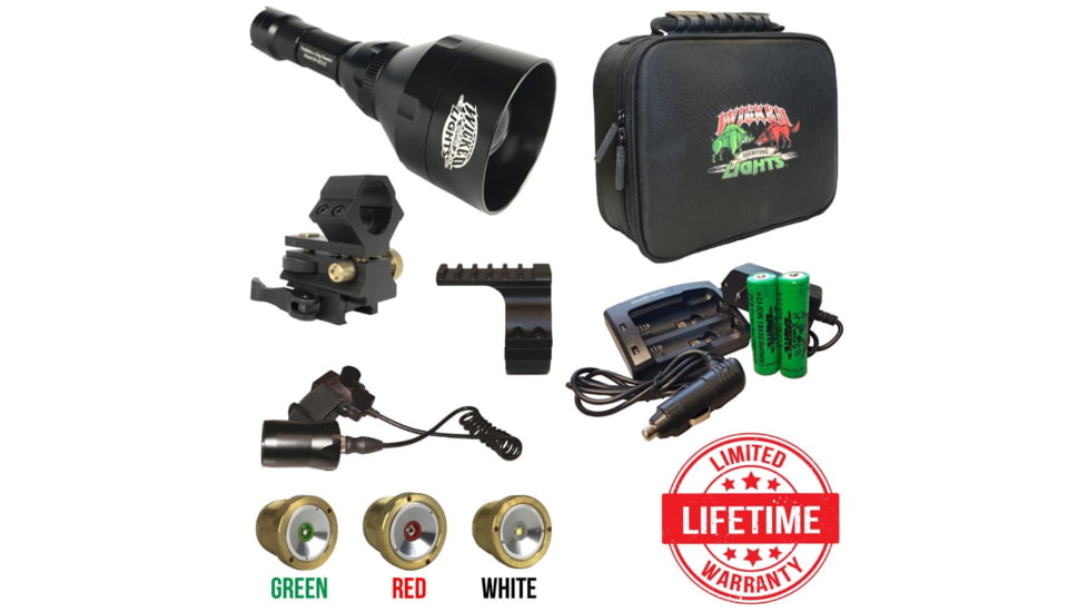 Wicked Hunting Lights W403iC Deluxe Night Hunting Light Kit, Green/Red/White, W2015