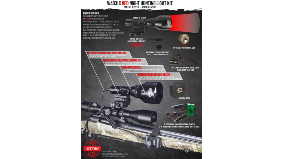 Wicked Hunting Lights W403iC Night Hunting Light Kit, Red, W2013