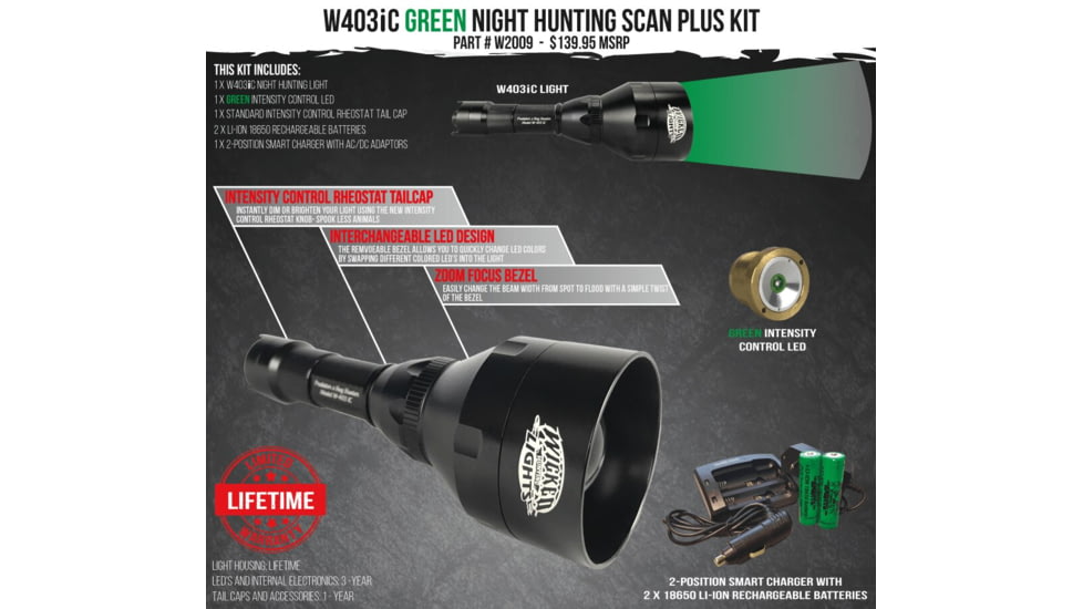 Wicked Hunting Lights W403iC Scan Plus Kit, Green, W2009