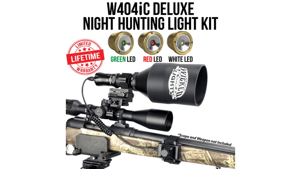 Wicked Hunting Lights W404iC Deluxe Night Hunting Light Kit, Green, Red, White, W2080