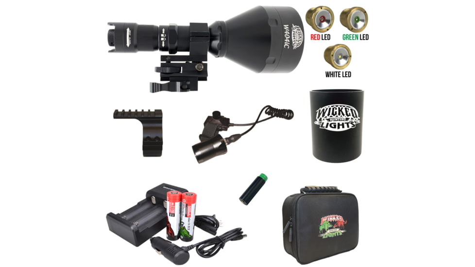Wicked Hunting Lights W404iC Deluxe Night Hunting Light Kit, Green, Red, White, W2080