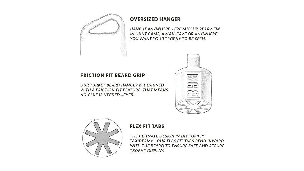 Wicked North Gear Turkey Beard Hanger, 3 Pack, Pink, B801-A013-P