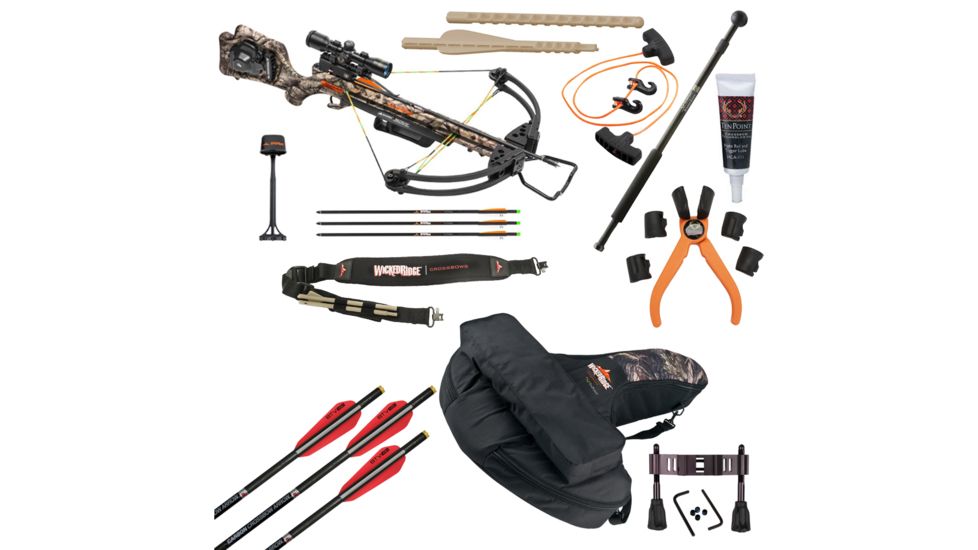 Wicked Ridge Invader G3 Crossbow Package w/ACU-52,3x Multi-Line Scope,3 Carbon Arrows,Quiver,165lb Draw Weight, Mossy Oak Treestand Camo, WR15005-7536 W/ Vanguard Veo Shooting Stick