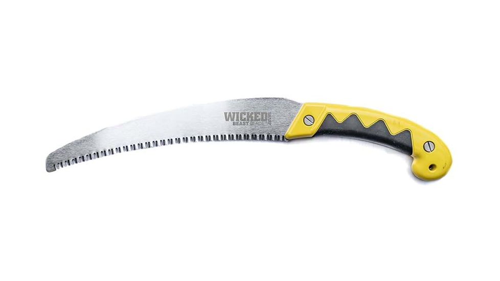 Wicked Beast Hand Saw w/ Sheath, 11in Large Curved Blade, Black/Yellow, WTG-021
