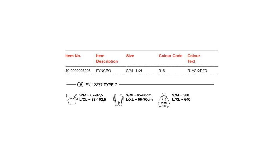 Wild Country Climbing Syncro Harness, Black/Red, L-XL, 40-0000008006-L/XL