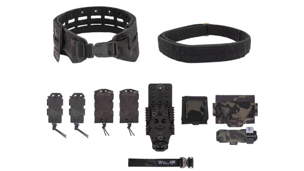 Wilder Tactical Bravo Elite Belt Kit, 1in Plastic Side Release, QLS Receiver, Multicam Black, Small/Extra Large, HMGBREKMCB00