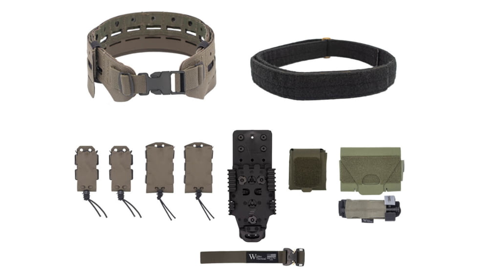 Wilder Tactical Bravo Elite Belt Kit, 1in Plastic Side Release, QLS Receiver, Ranger Green, Small/Extra Large, HMGBREKRG00