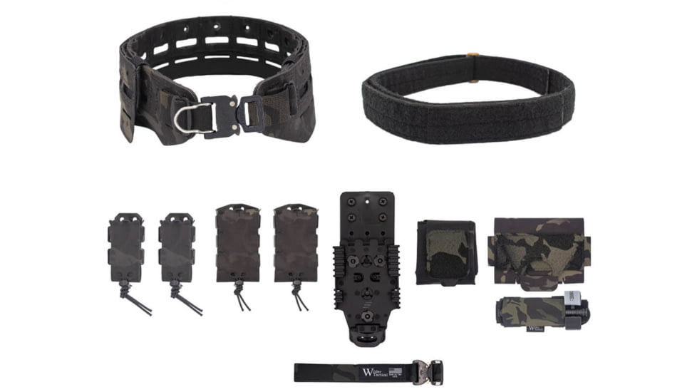 Wilder Tactical Bravo Elite Belt Kit, 1in Prostyle D-Ring, QLS Receiver, Multicam Black, Small/Extra Large, HMGBREKMCB06