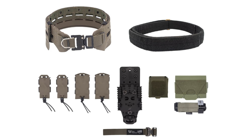Wilder Tactical Bravo Elite Belt Kit, 1in Prostyle D-Ring, QLS Receiver, Ranger Green, Small/Extra Large, HMGBREKRG06