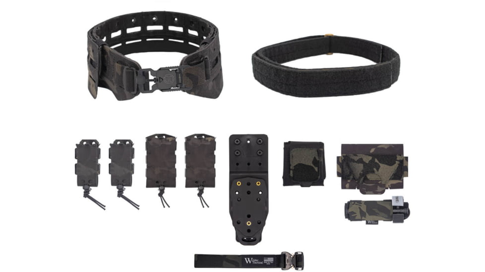 Wilder Tactical Bravo Elite Belt Kit, V-Buckle, MHP Adapter, Multicam Black, Small/Extra Large, HMGBREKMCB03