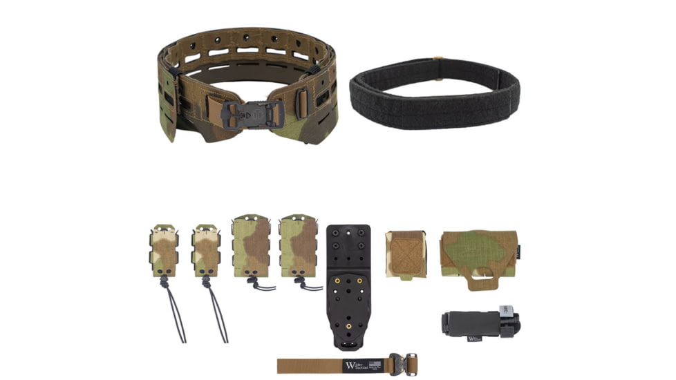 Wilder Tactical Bravo Elite Belt Kit, V-Buckle, MHP Adapter, Nemesis Woodland Ltd, Small/Extra Large, HMGBREKNEM03
