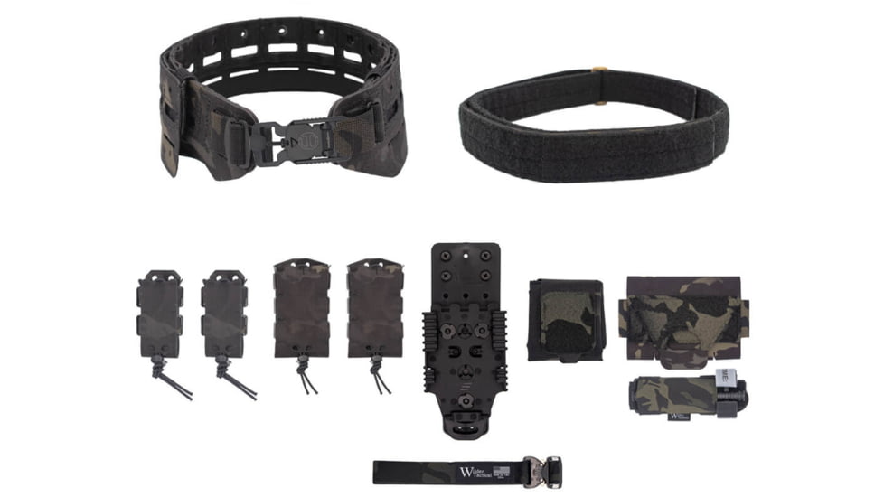 Wilder Tactical Bravo Elite Belt Kit, V-Buckle, QLS Receiver, Multicam Black, Small/Extra Large, HMGBREKMCB02