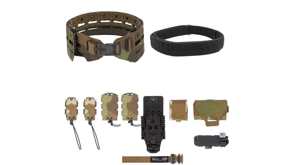 Wilder Tactical Bravo Elite Belt Kit, V-Buckle, QLS Receiver, Nemesis Woodland Ltd, Small/Extra Large, HMGBREKNEM02