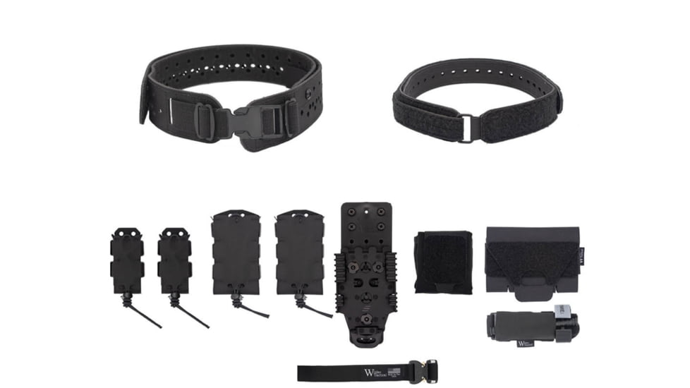 Wilder Tactical Charlie Elite Belt Kit, 1in Plastic Side Release, QLS Receiver, Black, Extra Small/Large, HMGCHEKBK00
