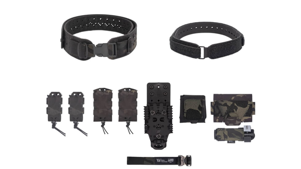Wilder Tactical Charlie Elite Belt Kit, 1in Plastic Side Release, QLS Receiver, Multicam Black, Extra Small/Large, HMGCHEKMCB00