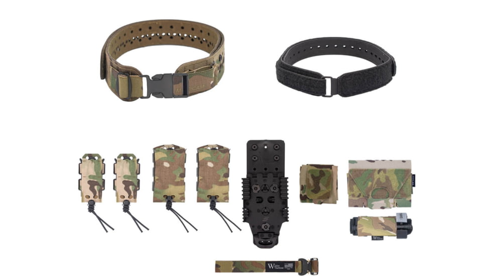 Wilder Tactical Charlie Elite Belt Kit, 1in Plastic Side Release, QLS Receiver, Multicam, Extra Small/Large, HMGCHEKMC00