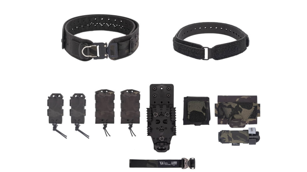 Wilder Tactical Charlie Elite Belt Kit, 1in Prostyle D-Ring, QLS Receiver, Multicam Black, Extra Small/Large, HMGCHEKMCB06