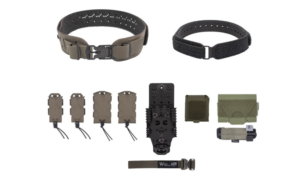 Wilder Tactical Charlie Elite Belt Kit, V-Buckle, QLS Receiver, Ranger Green, Extra Small/Large, HMGCHEKRG02