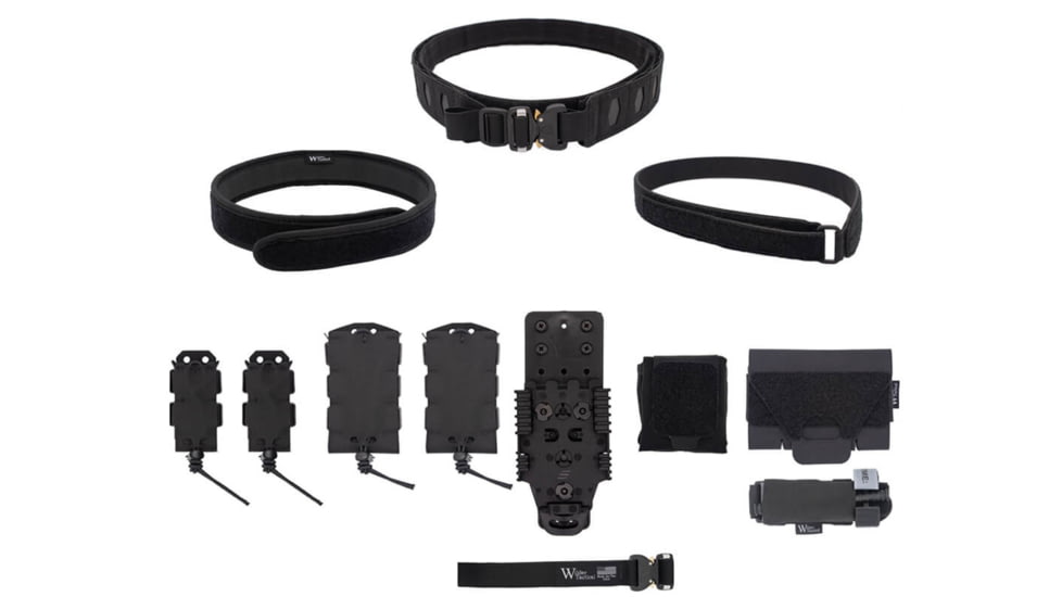 Wilder Tactical Hitman Gear Elite Kit Cobra Fm Velcro Inner W/ Mesh Dump /Qls Receiver, Black, X-Large 40-44, MHMGEKBK01XL