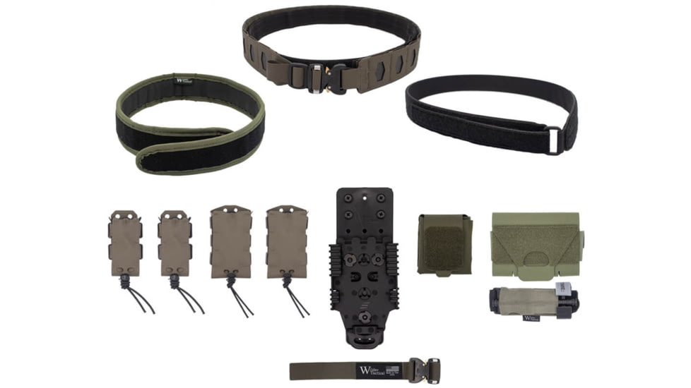 Wilder Tactical Hitman Gear Elite Kit Cobra Fm Velcro Inner W/ Mesh Dump /Qls Receiver, Ranger Green, X-Large 40-44, MHMGEKRG01XL