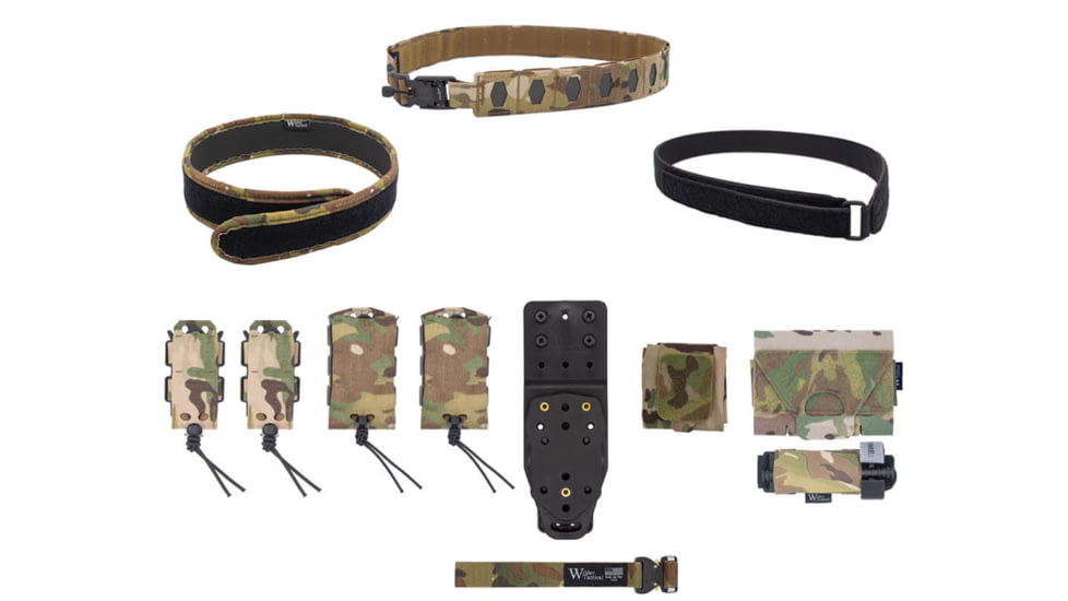 Wilder Tactical Hitman Gear Elite Kit V-Buckle Velcro Inner W/ Mesh Dump /Mhp Receiver, Multicam, Small 28-32, MHMGEKMC04SM