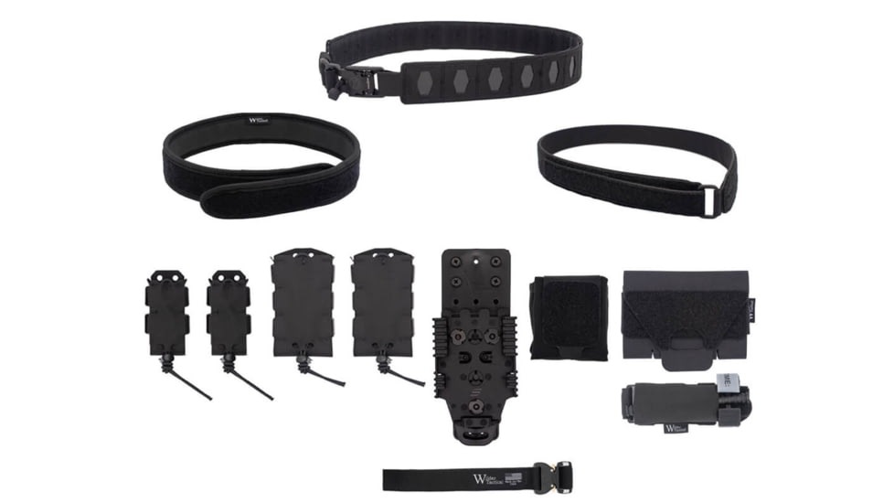 Wilder Tactical Hitman Gear Elite Kit V-Buckle Velcro Inner W/ Mesh Dump /Qls Receiver, Black, Small 28-32, MHMGEKBK03SM