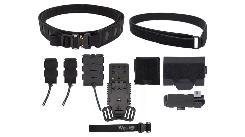 Wilder Tactical Hitman Gear Elite Kit w/ Cobra FM Velcro Inner / 500D Dump / QLS Receiver, Black, Medium, 32-36, HMGEKBK04MD