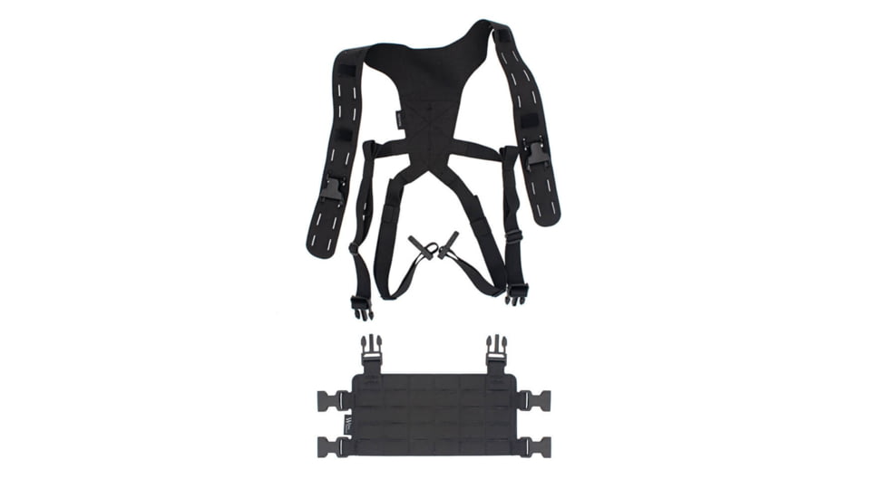 Wilder Tactical Hitman Gear Lightweight Molle Placard W/ Shoulder Harness V1, Black, Adjustable, HMGCR08BK