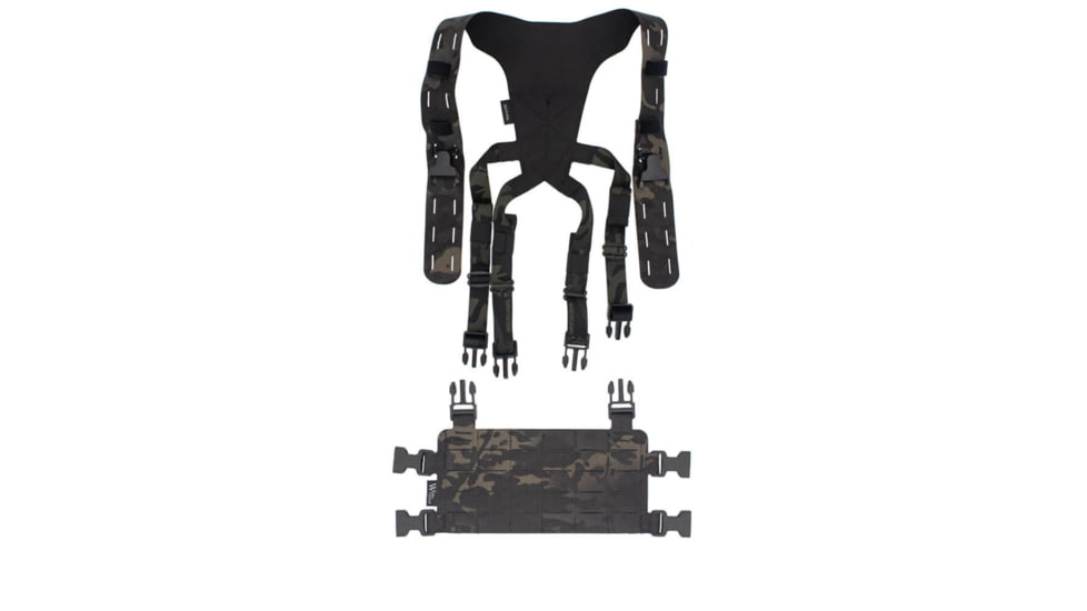 Wilder Tactical Hitman Gear Lightweight Molle Placard W/ Shoulder Harness V1, Multicam Black, Adjustable, HMGCR08MCB