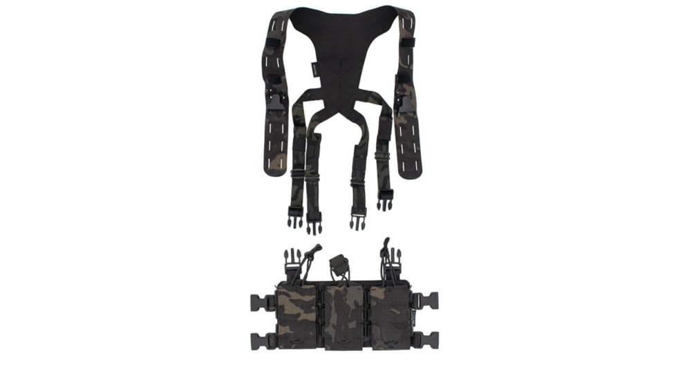 Wilder Tactical Hitman Gear Lightweight Triple Rifle Placard W/ Shoulder Harness V1, Multicam Black, Adjustable, HMGCR09MCB