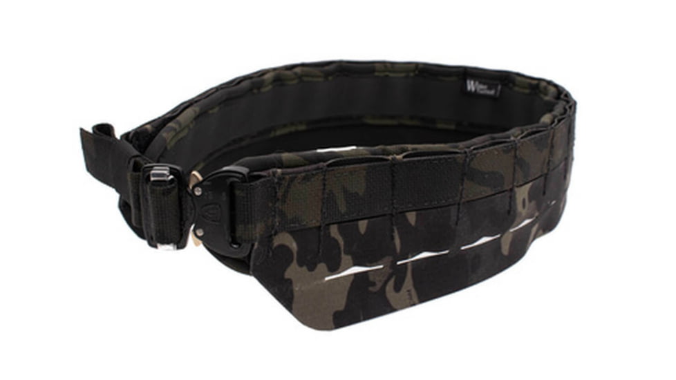 Wilder Tactical Minimalist Molle Belt w/ Urban Assault Pad/ Cobra FM Buckle, Multicam Black, Small, 28-32, MMBMCBSM