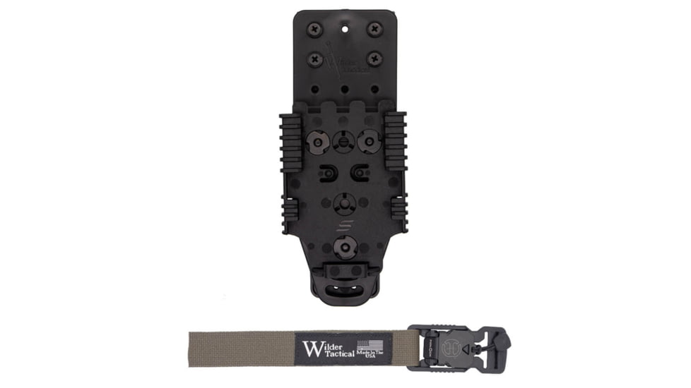 Wilder Tactical Multi Holster Platform w/QLS Receiver / 1in Web Strap, V Buckle, Left, Ranger Green, MHPBKQLSRG1VUABMC-LH